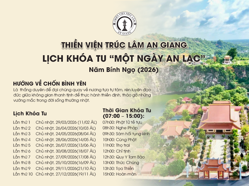 huong ve chon binh yen khoa tu mot ngay an lac 2026 tai thien vien truc lam an giang